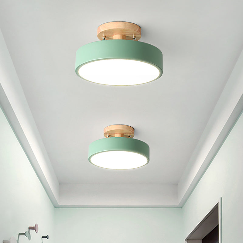 Metalen plafondlamp Scandinavische stijl LED verlichting houten rozet woonkamer slaapkamer gang modern | Sulvida