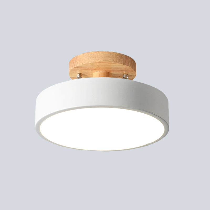 Metalen plafondlamp Scandinavische stijl LED verlichting houten rozet woonkamer slaapkamer gang modern | Sulvida