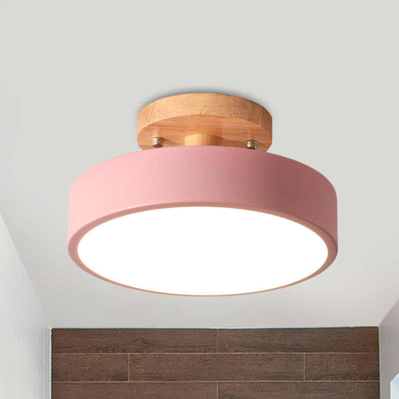 Metalen plafondlamp Scandinavische stijl LED verlichting houten rozet woonkamer slaapkamer gang modern | Sulvida