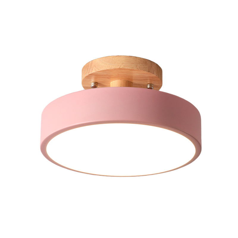 Metalen plafondlamp Scandinavische stijl LED verlichting houten rozet woonkamer slaapkamer gang modern | Sulvida
