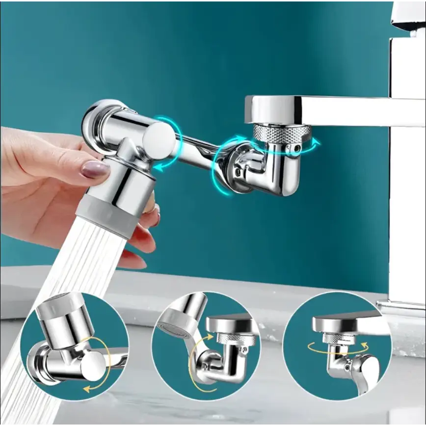 Universele Kraanopzetstuk 1080° Draaibaar met 4-Laags Filter Sproeierstuk Spatscherm Keuken Badkamer | Sulvida