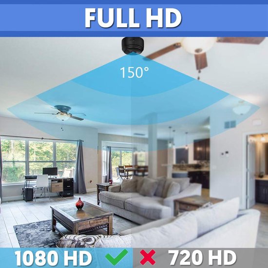 Draadloze Mini Beveiligingscamera HD 1080P WiFi 150° Kijkhoek Nachtzicht Compacte Bewakingscamera Binnen | Sulvida