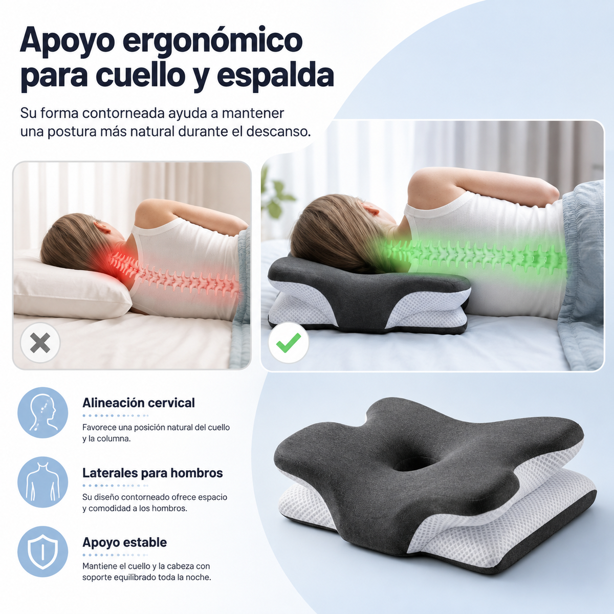 Verstelbaar Neksteunkussen Memory Foam Ergonomisch Hoofdkussen voor Optimaal Slaapcomfort en Nekondersteuning | Sulvida