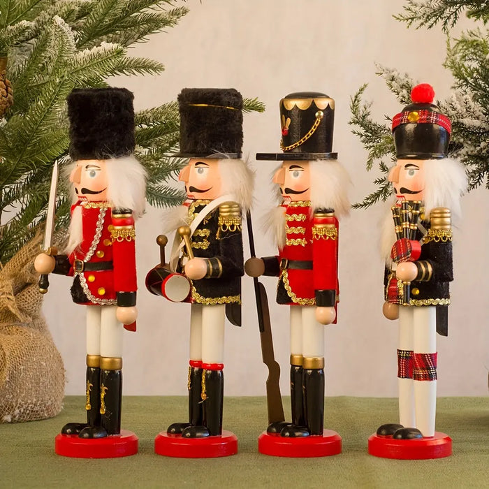 Houten Notenkraker Soldaat Kerstdecoratie Traditioneel Ambachtelijk Figuur voor Tafel en Vensterbank | Sulvida