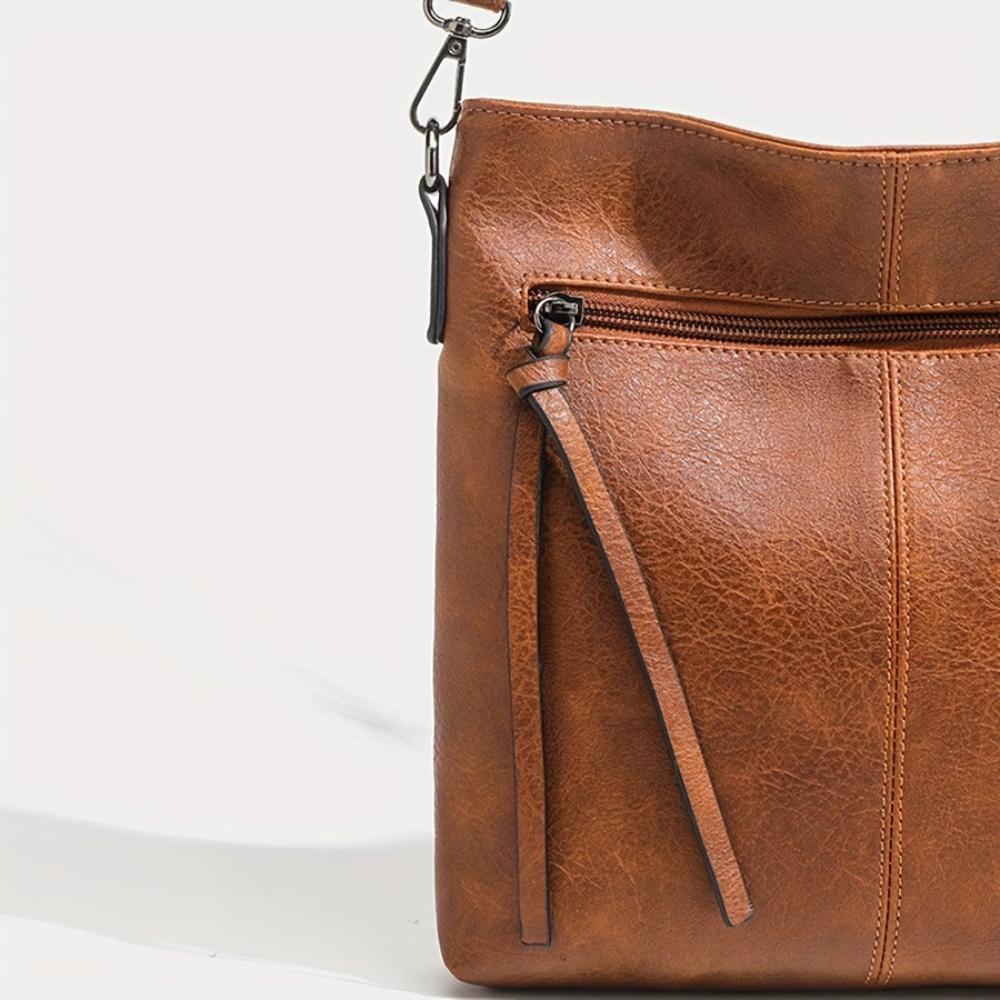 Vierkante Crossbody Tas Retro Vintage Schoudertas Bruin Kunstleer Dames Elegante Compacte Handtas Mode | Sulvida