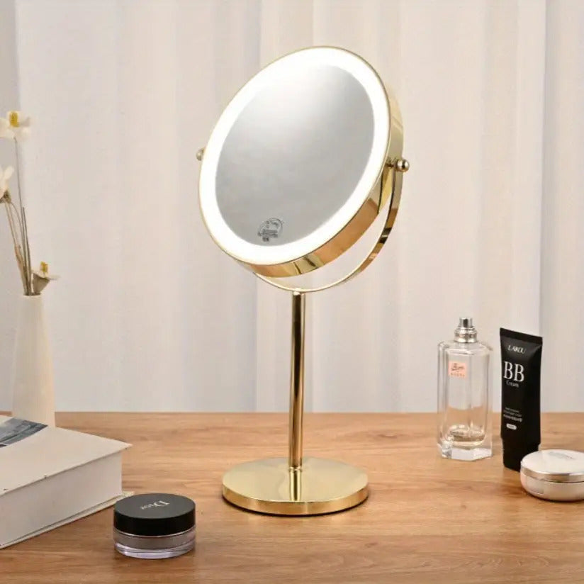 Verlichte Make-upspiegel 20cm met 10× Vergroting & LED Verlichting voor Make-up Skincare Verzorging Badkamer | Sulvida