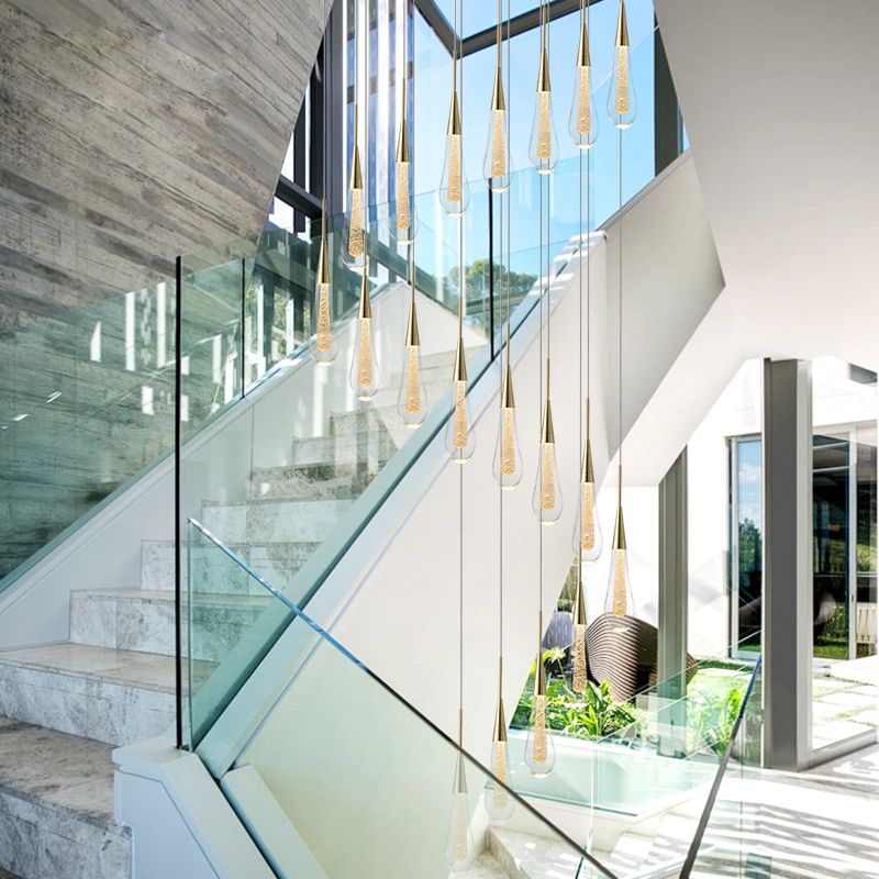 Hanglamp Goudkleurig Kristal Met Druppelvorm Modern Design Voor Woonkamer Eetkamer LED Verlichting Luxe | Sulvida