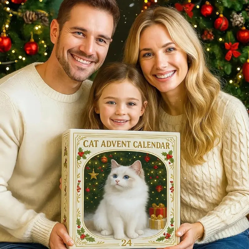 Kerstkalender met 24 Acryl Kattenfiguren – December Aftelkalender Decoratie voor Kattenliefhebbers Thuis | Sulvida