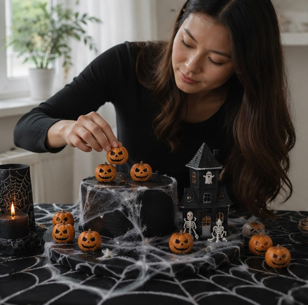Miniatuur Pompoenen Hars Decoratie Halloween Feest Sfeer Gesneden Gezichtjes Oranje Kunsthars Tafelversiering | Sulvida