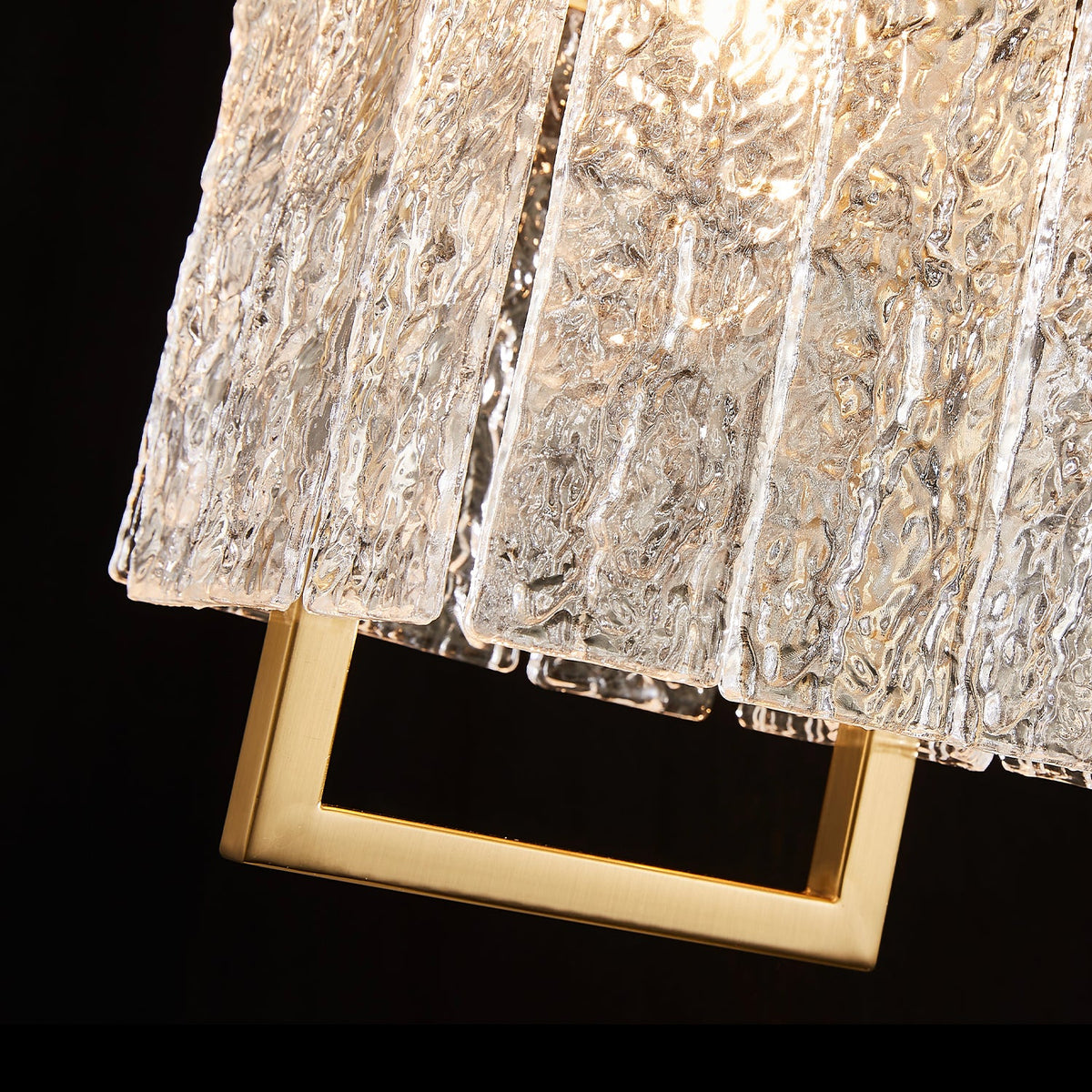Hanglamp vierkant frame gecraqueleerd glas goud ijzer modern design E12 fitting 16×30 cm woonkamer eetkamer | Sulvida