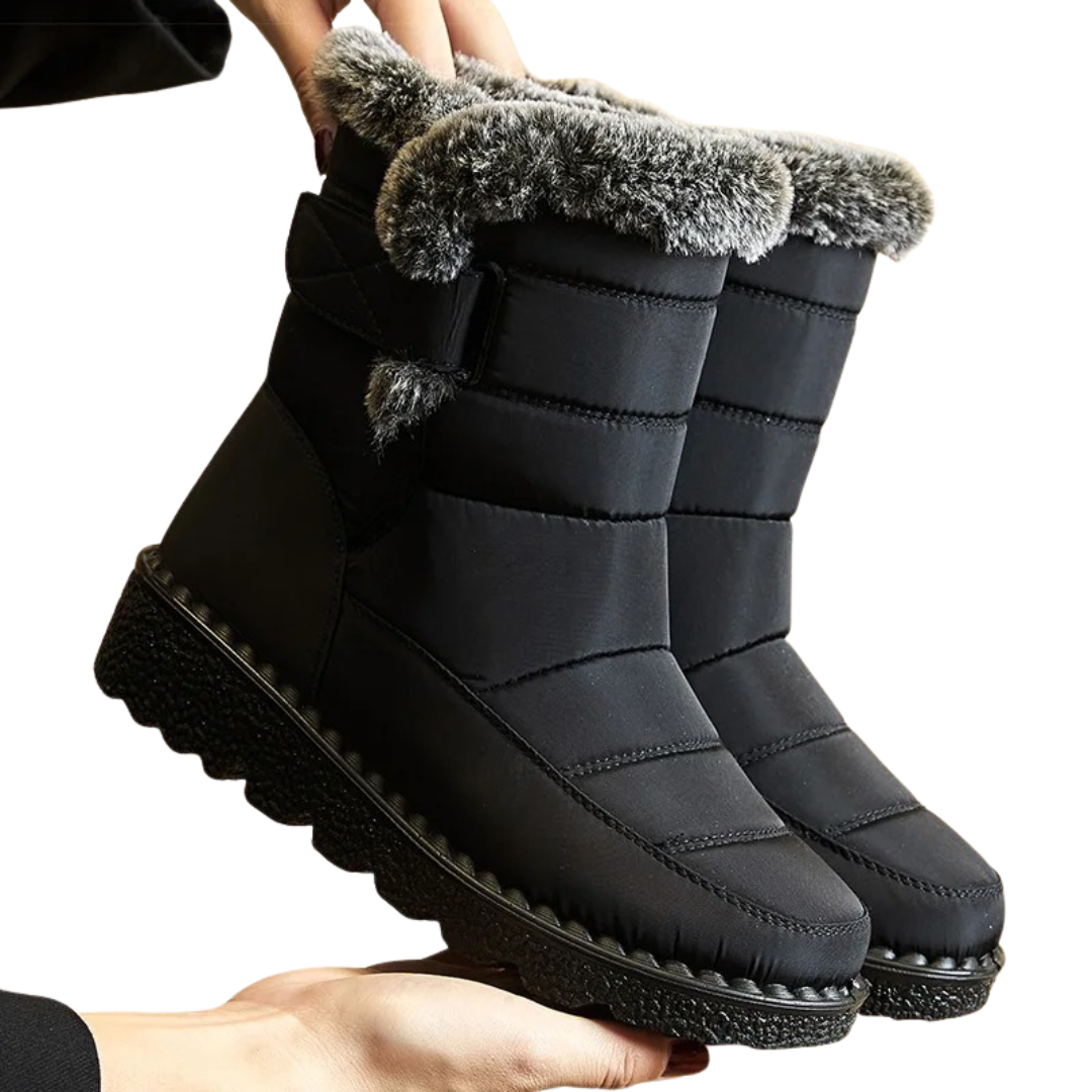 Gevoerde winterlaarzen dames waterdicht met keilhak klittenband antislip zool comfortabel warm schoeisel | Sulvida