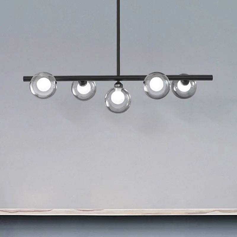 Hanglamp Lineair Glas Metaal 5-6 Lichtpunten Scandinavisch Design Eetkamer Keukeneiland Woonkamer Armatuur | Sulvida