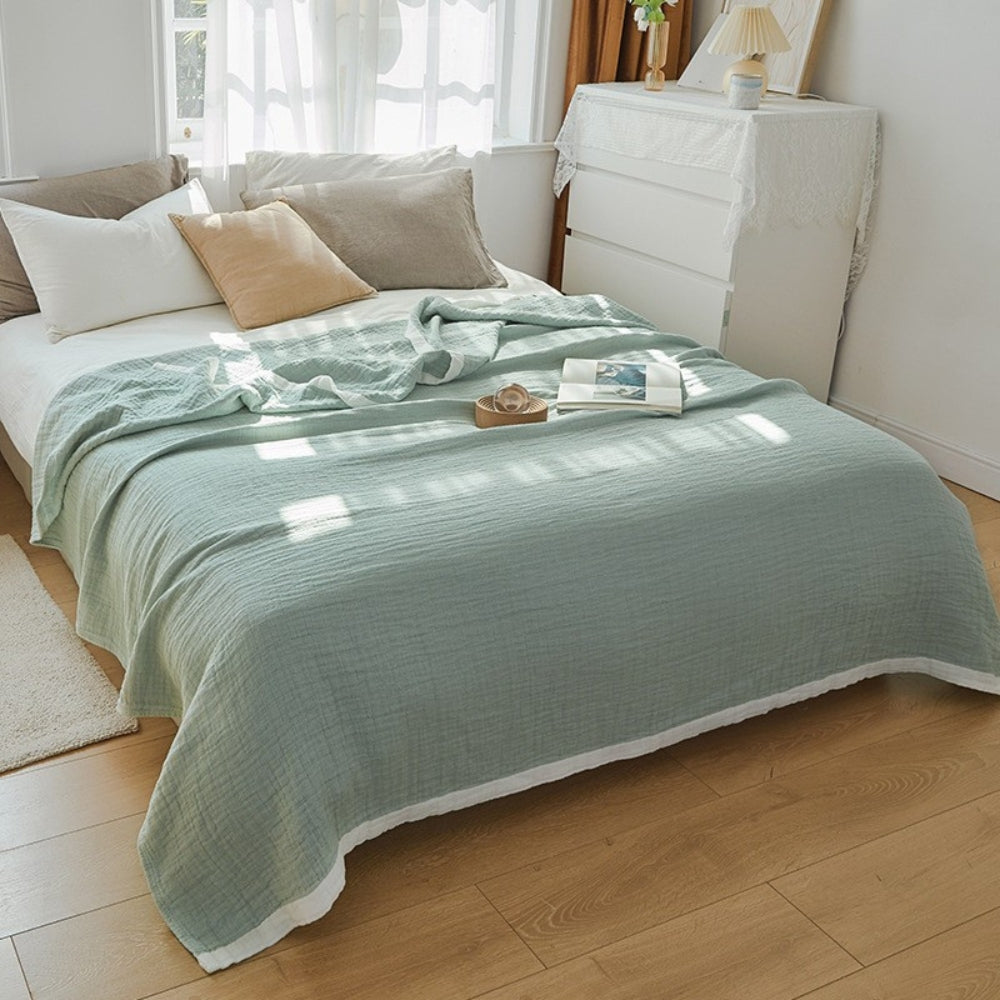 Zachte Moslindeken Zes Lagen Ademend Katoen Sprei Bank Bed Plaid Zomerdeken Dekbedovertrek Lichtgewicht | Sulvida