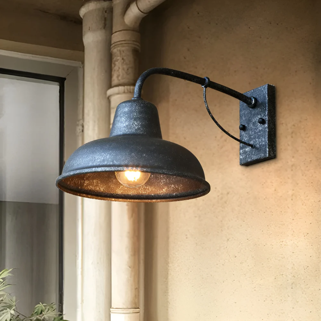 Applique murale industrielle en métal pour l’extérieur, résistante aux intempéries, éclairage extérieur vintage, noire, argentée, pour terrasse et jardin | Sulvida