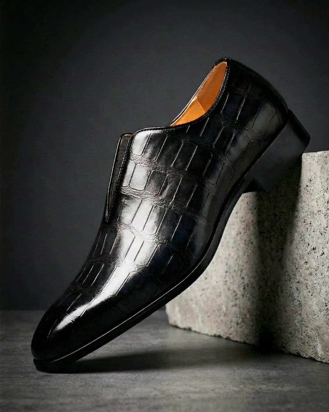 Leren Instapper Heren Crocoprint Gepolsterde Binnenzool Casual Zakelijk Klassieke Loafer Comfortschoenen | Sulvida