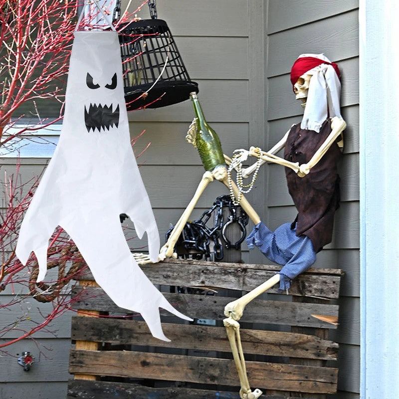 Spookwindzak met LED-verlichting Halloween Decoratie Tuin Buiten Binnen Hangend 130 cm Lichtgevend Griezel | Sulvida