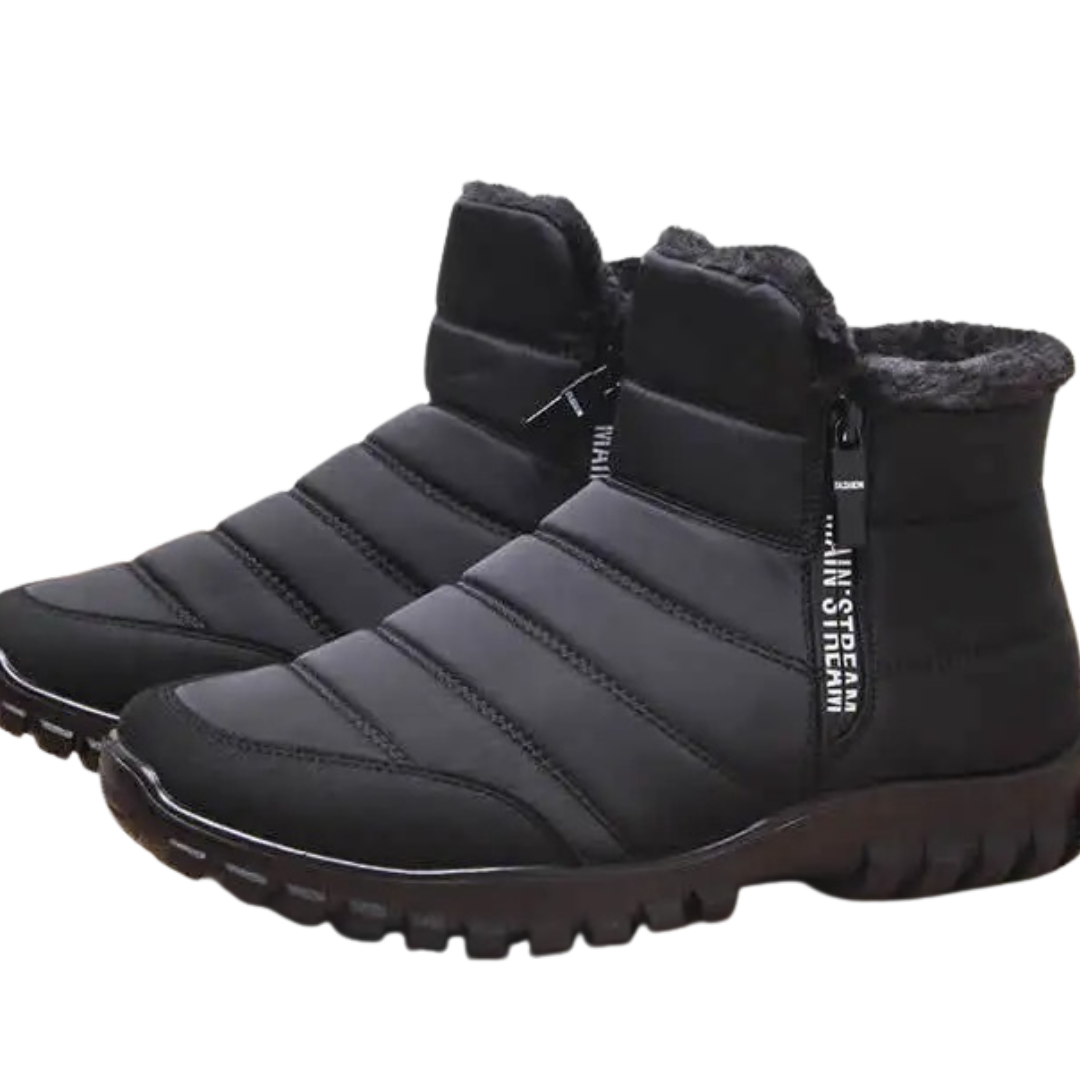 Waterdichte Herenlaarzen Winter Rits Warm Voering Antislip Zool Sneeuwlaarzen Hoog Schaap Outdoor Wandelen | Sulvida
