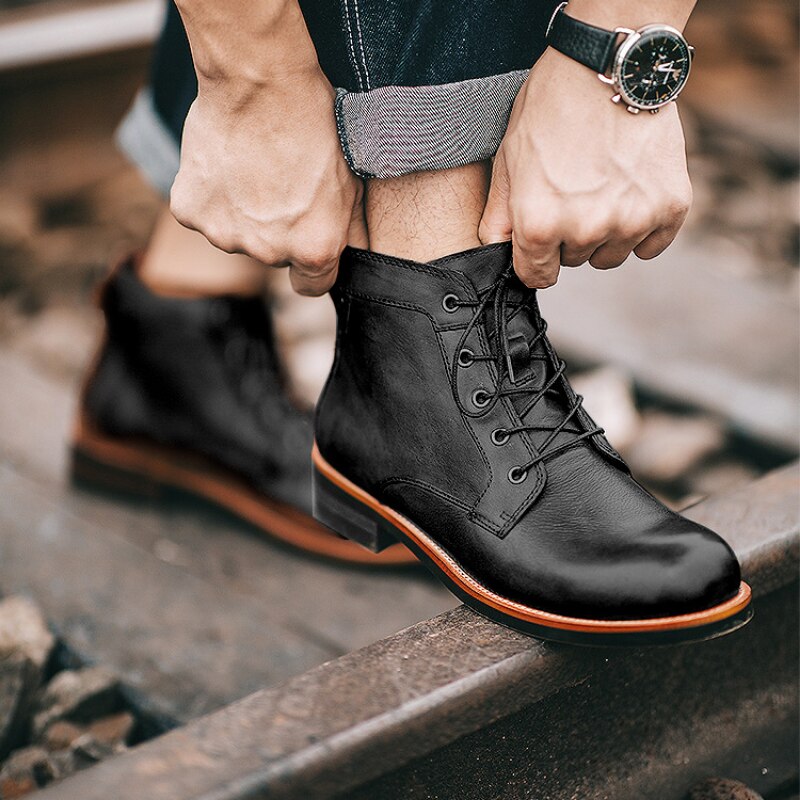Orthopedische Herenlaarzen Leer Zwart en Bruin Comfortabele Wandelschoenen voor Werk Vrije Tijd en Outdoor | Sulvida