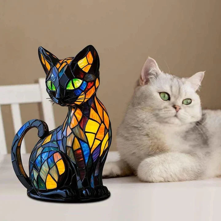 Lampe chat faite à la main, à la lueur douce, pour un éclairage d’ambiance et une atmosphère chaleureuse dans le salon et la chambre | Sulvida