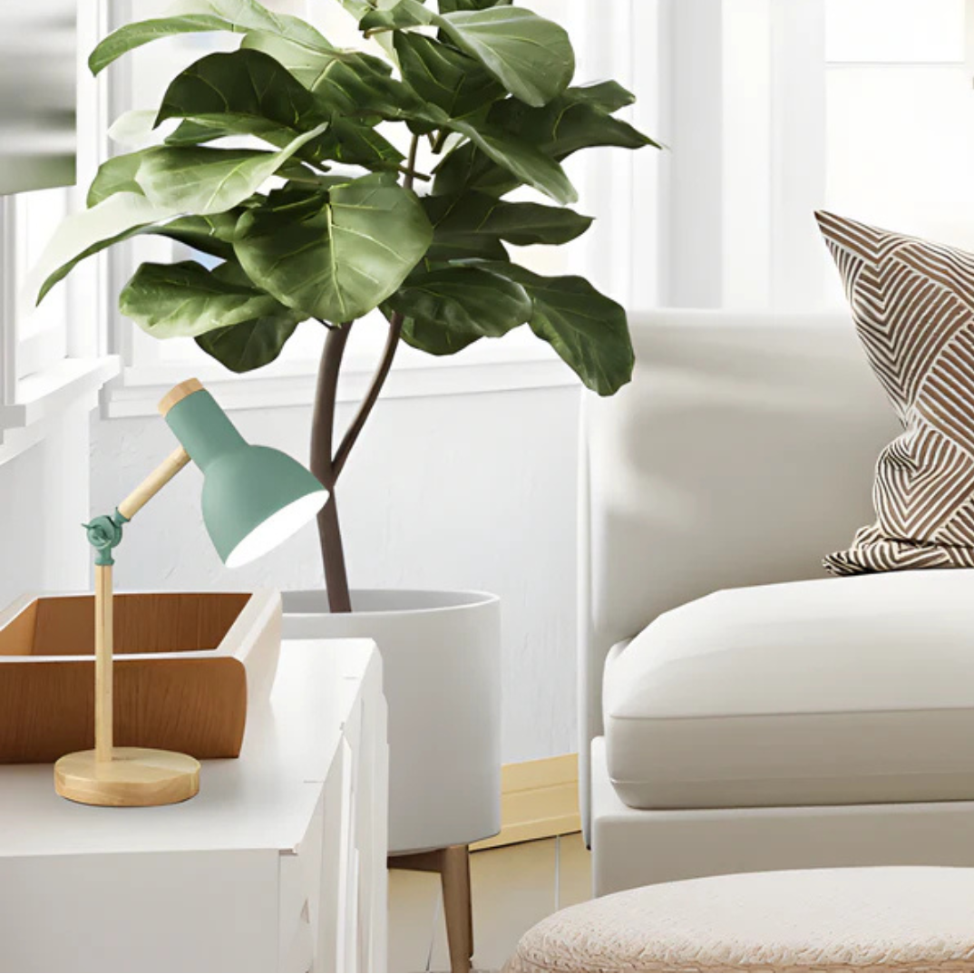 Lampe de table réglable en bois et métal, lampe de bureau LED, lampe de lecture, blanc chaud ou froid, éclairage à intensité variable, lampe d’ambiance | Sulvida