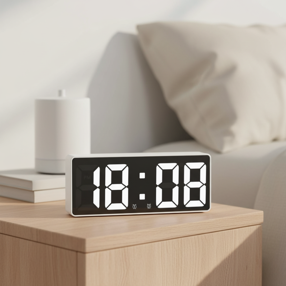 Digitale Wekker met LED Spiegel Display Tijd Datum Temperatuur Alarm Snooze Functie Slaapkamer Kantoor | Sulvida