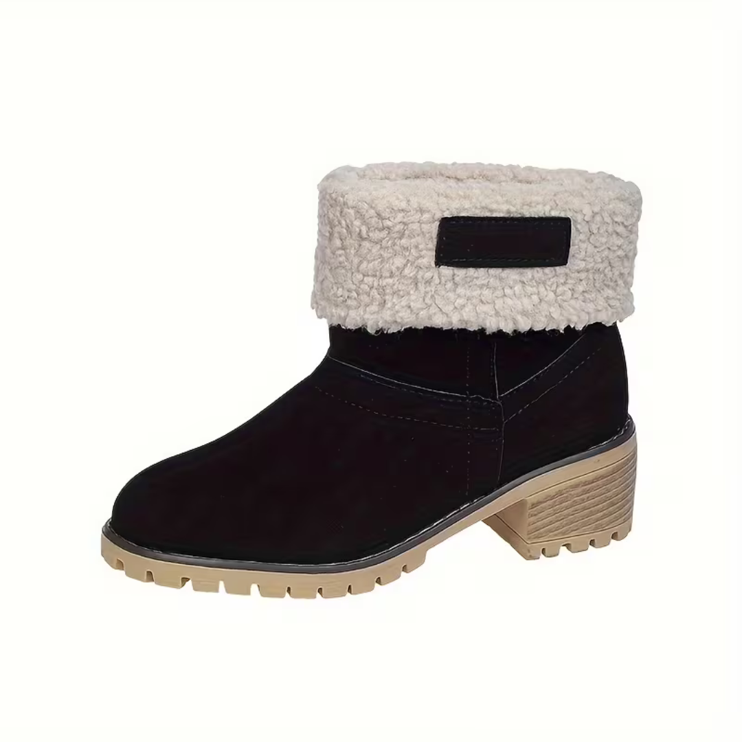 Gevoerde Winterlaarzen Dames Enkellaars Blokkhak Antislip Suède-Look Wandelen Warme Winterschoenen Outdoor | Sulvida