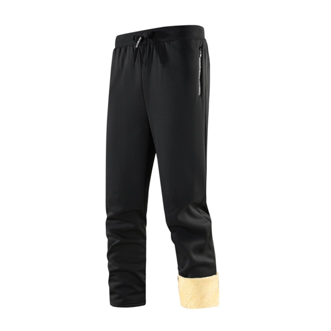 Sherpa gevoerde joggingbroek fleece warm winterbroek met ritszakken trekkoord en elastische tailleband | Sulvida