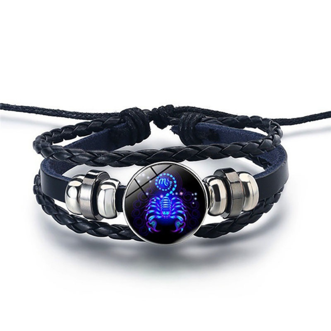 Verstelbare Leren Armband met Blauwe Steenprint Symbool Elegantie Dagelijks Gouden Slot Unisex Sieraad | Sulvida