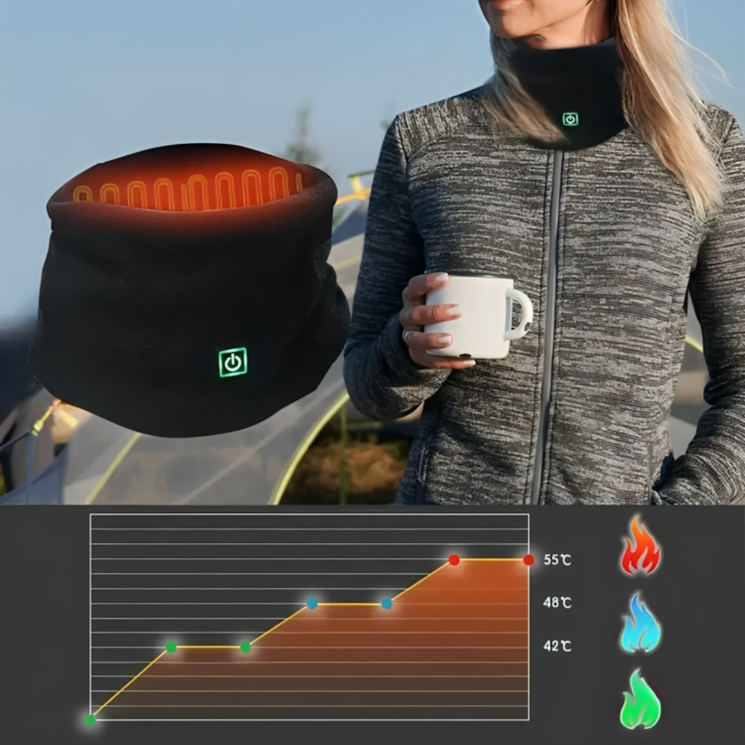 Verwarmbare Neksjaal USB-C met 3 Temperatuurstanden Polarfleece Nekwarmer voor Optimale Hals en Nek Verwarming | Sulvida