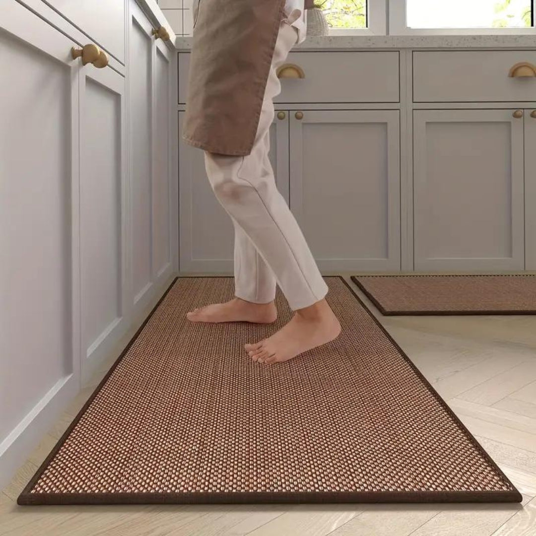 Keukenloper Set van 2 Antislip Matten Haverkleur Grijs Donkergrijs Comfortmat Keuken Werk Sta Anti-Vermoeidheid | Sulvida