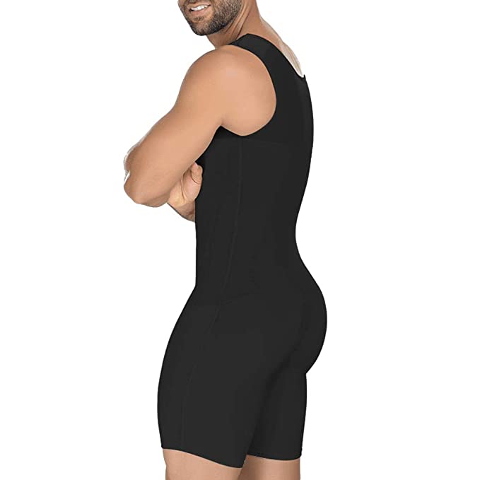 Heren Compressie Body Shaper met Hoge Compressie voor Buik en Borst – Zwart & Beige – Shapewear voor Mannen | Sulvida