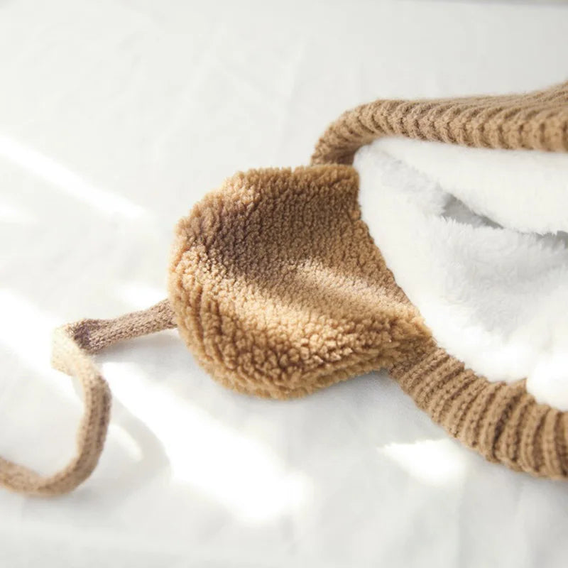 Gebreide kindermuts met oorflappen – warme winterbeanie voor peuters en kinderen 2-8 jaar – zachte muts | Sulvida
