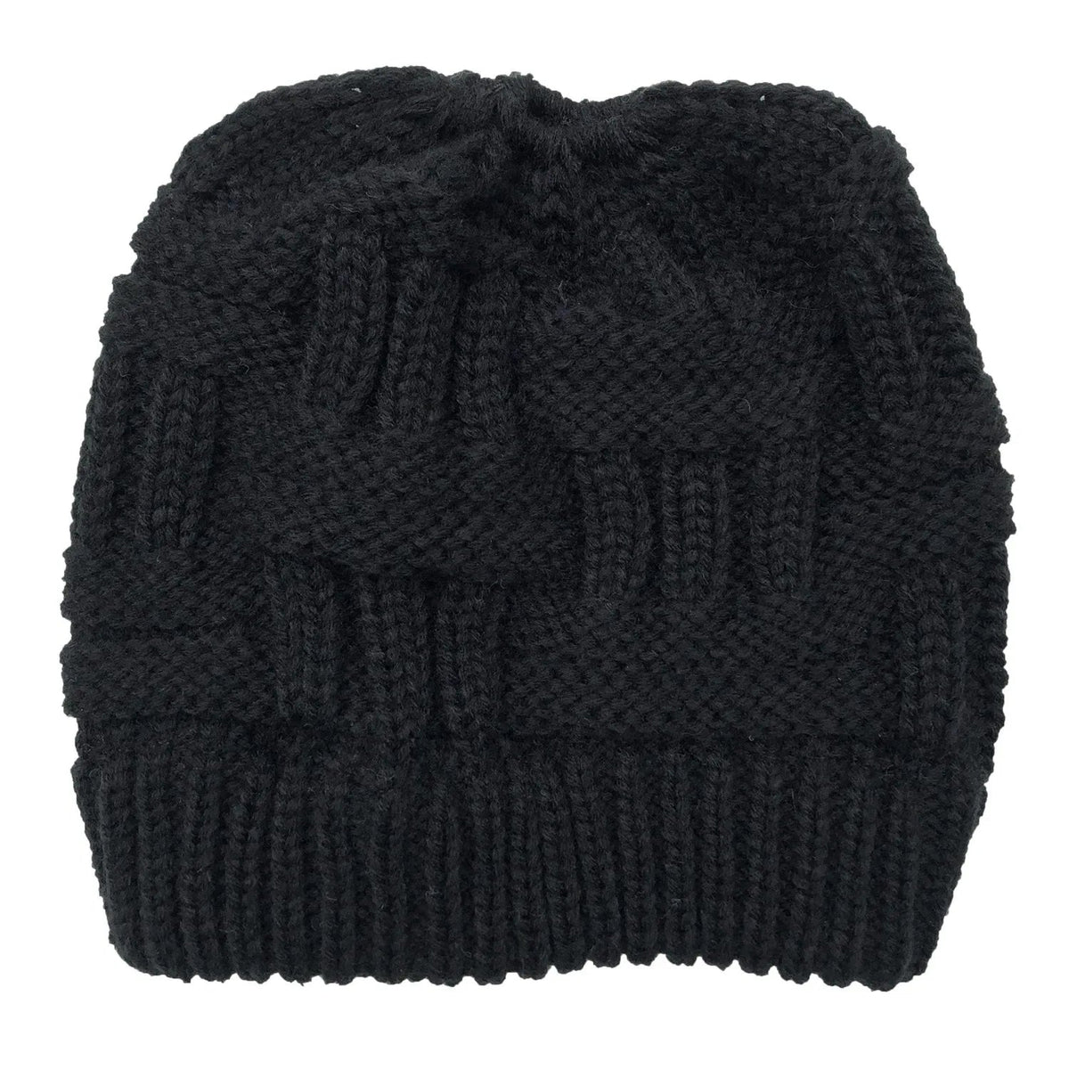 Gebreide Muts met Paardenstaartopening voor Dames – Winterbeanie met Kabelpatroon Warme Pasvorm Hoofddeksel | Sulvida