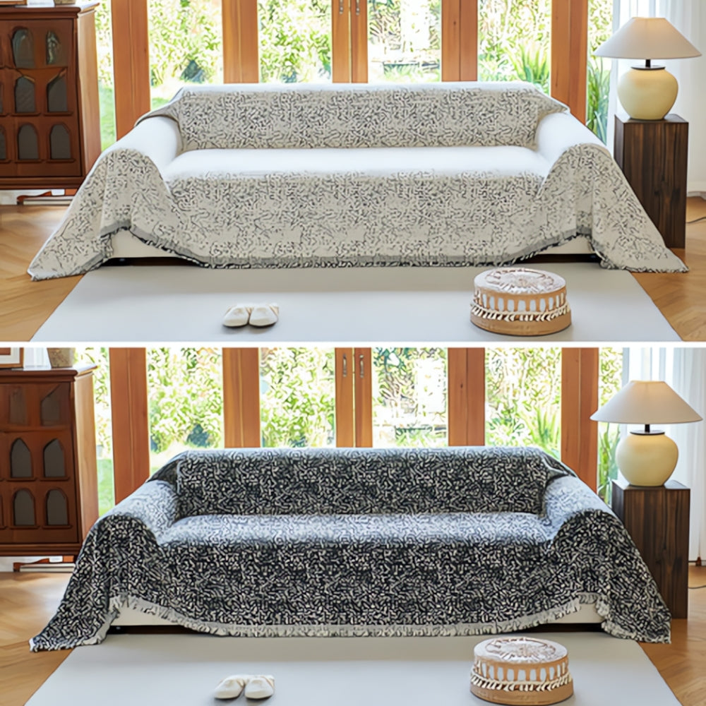 Omkeerbare Bankhoes Spikkelpatroon 180×180 180×230 180×300 180×340 cm Bescherming Katoen Microvezel Woonkamer | Sulvida