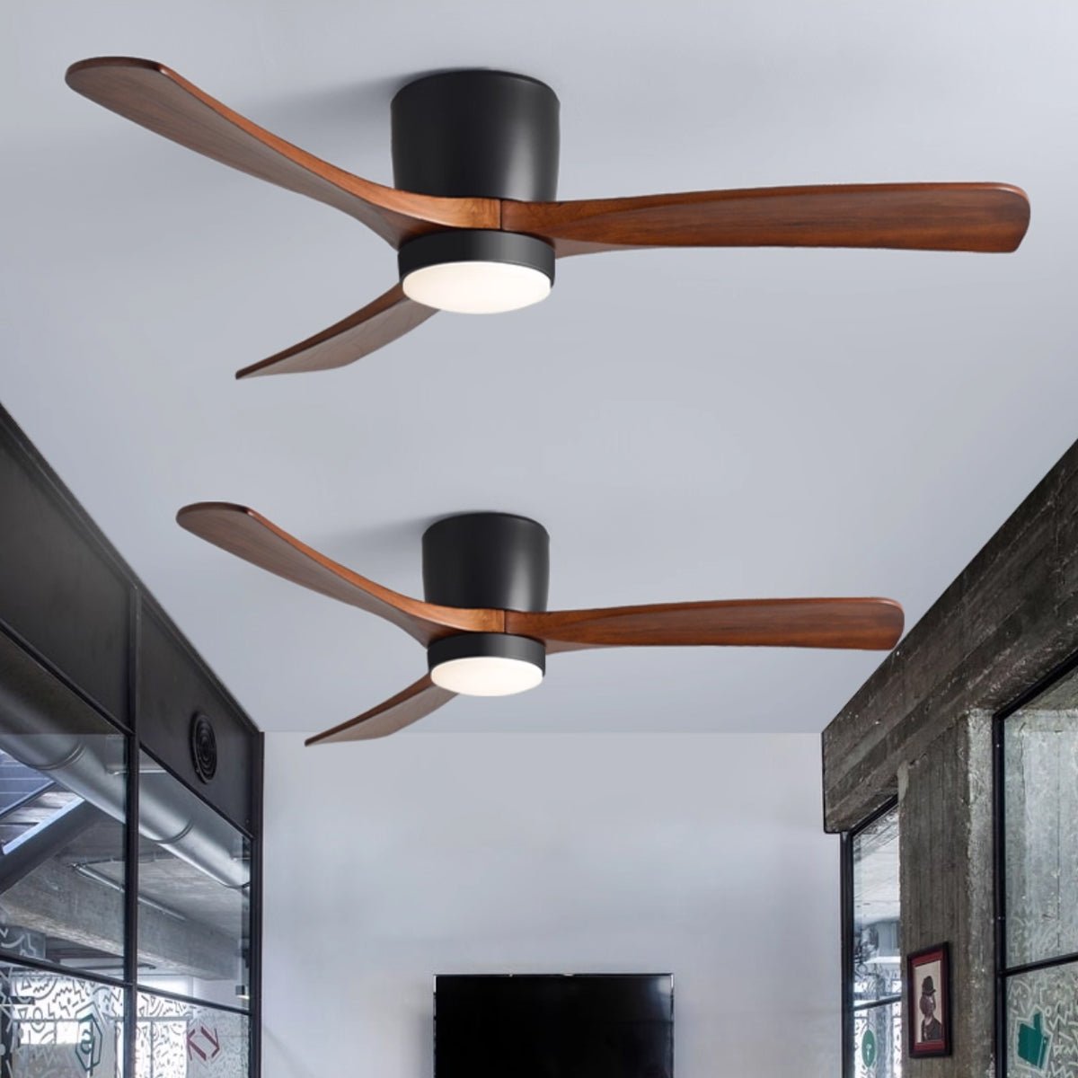 Plafondventilator met Verlichting Houten Bladen Afstandsbediening 6 Snelheden Dimbaar Licht Woonkamer | Sulvida