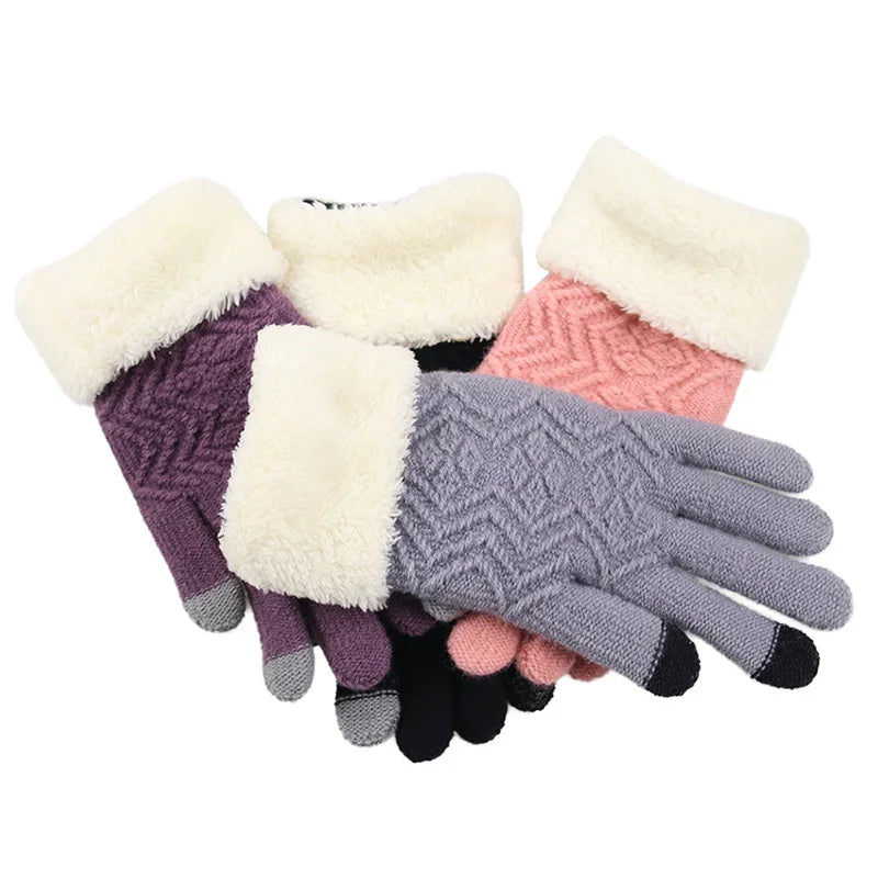 Gebreide Touchscreen Handschoenen met Pluche Voering – Warm Winddicht Winteraccessoire voor Herfst Winter | Sulvida