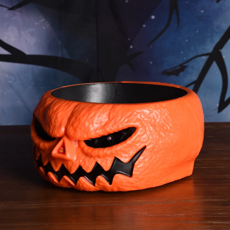 Geanimeerde Snoepschaal Pompoen met Bewegende Skelethand LED Ogen Halloween Decoratie Feest Griezelig | Sulvida