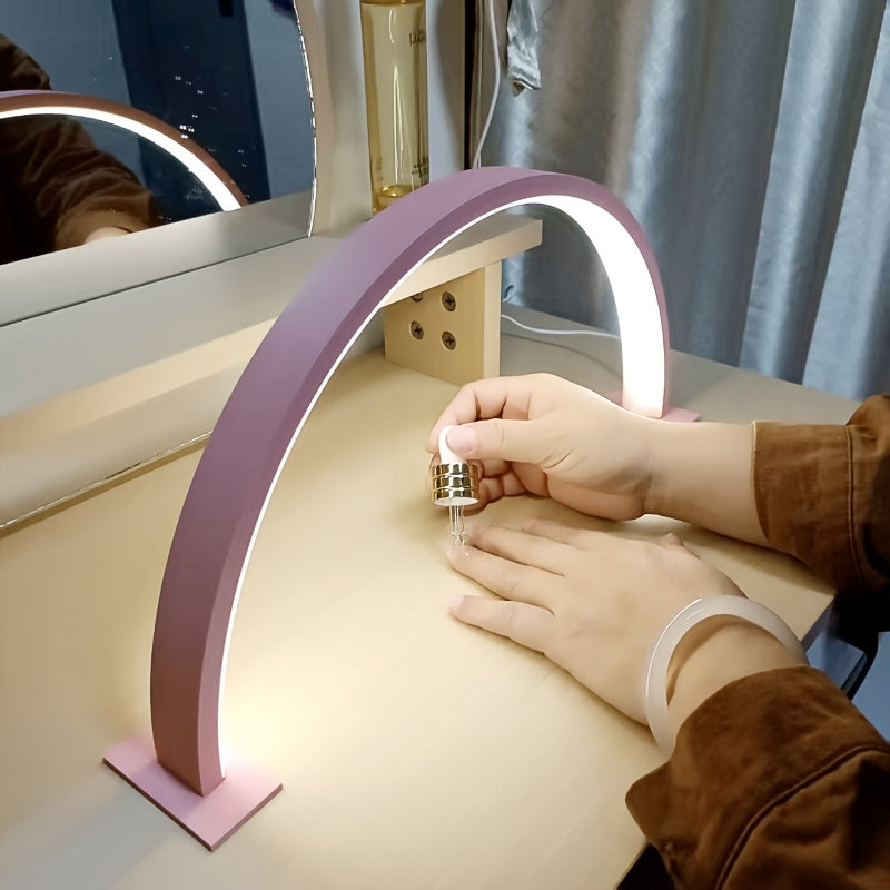 Metalen Bureaulamp LED Halve Maan USB Dimbaar Wit Zwart Roze Tafelverlichting Bureau Slaapkamer Kantoor | Sulvida