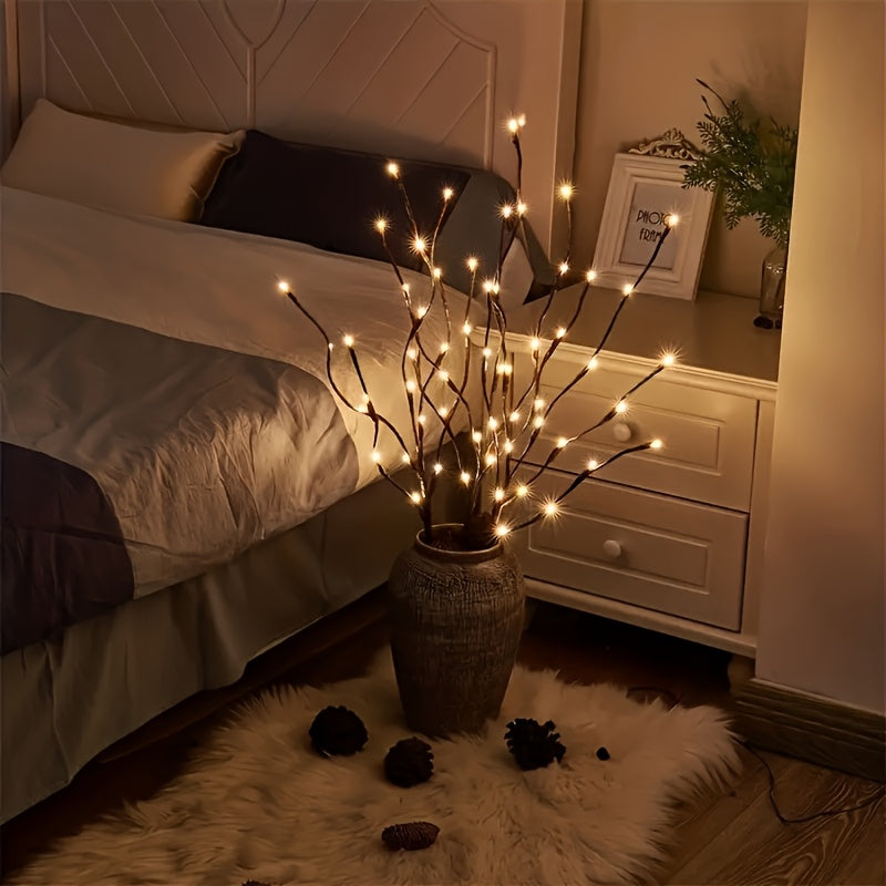 Decoratieve Verlichting op Takken met Bloesemdetail Hout Batterij Set van 2 Sfeervolle Tafellamp Interieur | Sulvida