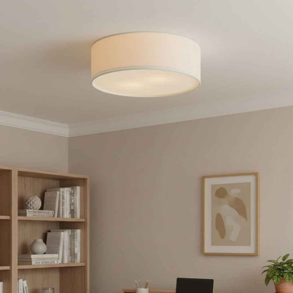 Plafondlamp Linnen Trommel Natuurlijk Textiel Warm Dimbaar Licht Stijlvol Design Slaapkamer Woonkamer Eetkamer | Sulvida