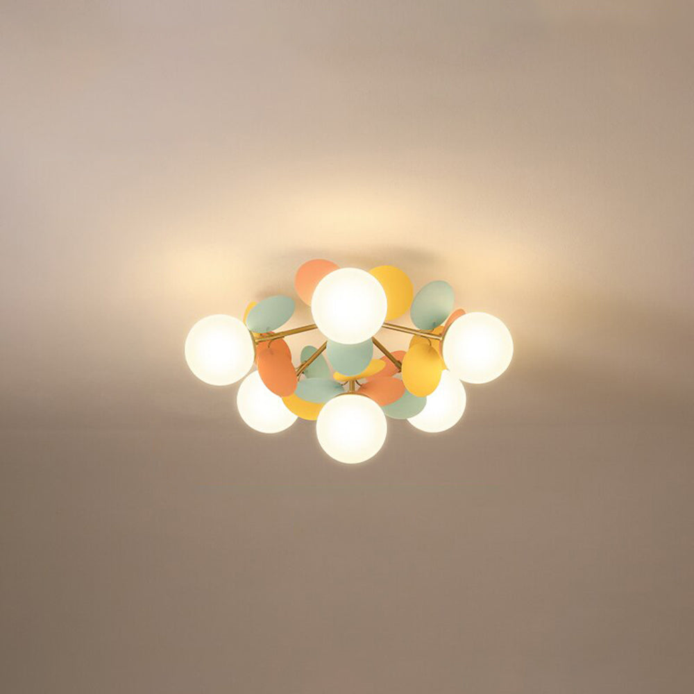 Hangkroonluchter Bloementak Gekleurd Glas voor Woonkamer Eetkamer Slaapkamer Plafondverlichting LED Lamp | Sulvida