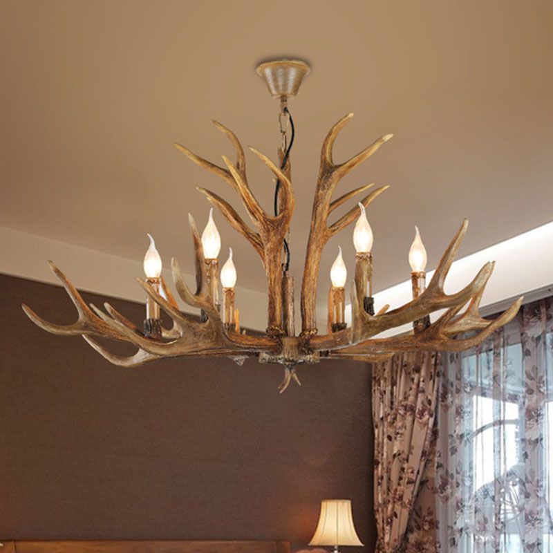 Kroonluchter Gewei Hars Metaal Vintage Rustiek Woonkamer Eetkamer Slaapkamer Hanglamp Landelijk Sfeerverlichting | Sulvida