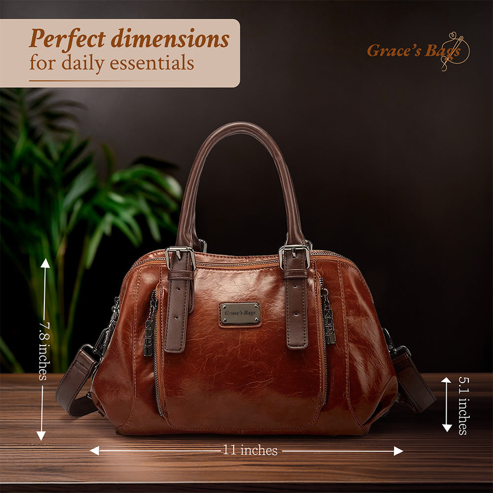 Luxe Leren Schoudertas Dames Bruin Zwart Groen Rood Elegante Handtas Magnetische Sluiting Verstelbaar | Sulvida