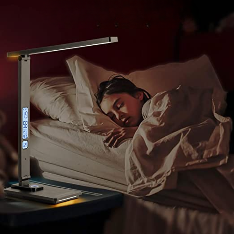 Bureau LED-lamp met draadloze oplader en USB-poort zwart voor thuiswerken kantoor studeerkamer en werkplek | Sulvida