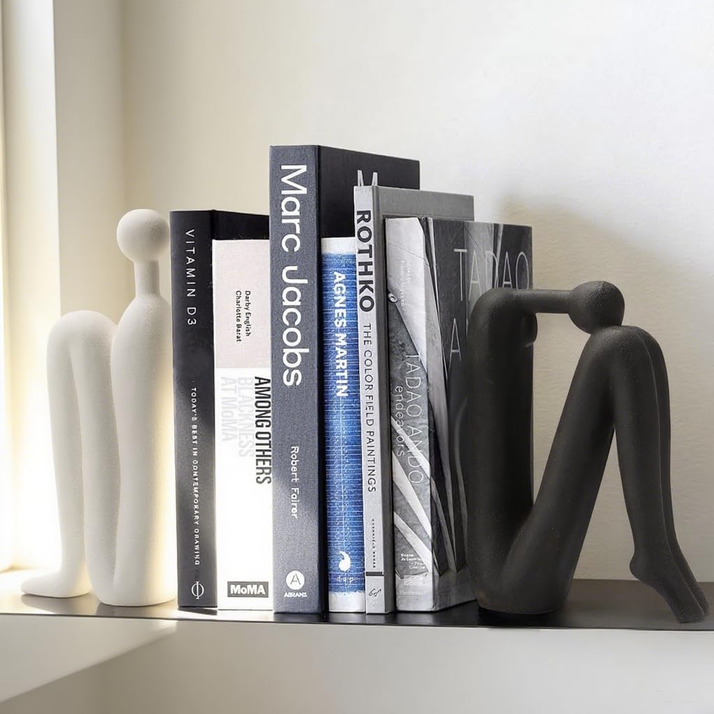 Ensemble de serre-livres sculpturaux au design artistique, accent décoratif moderne pour étagère, bureau et salon | Sulvida