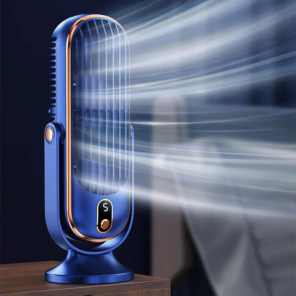 Draagbare Ventilator met Verstelbare Kop Stille Werking 4000mAh Accu Compacte Tafelventilator voor Onderweg | Sulvida