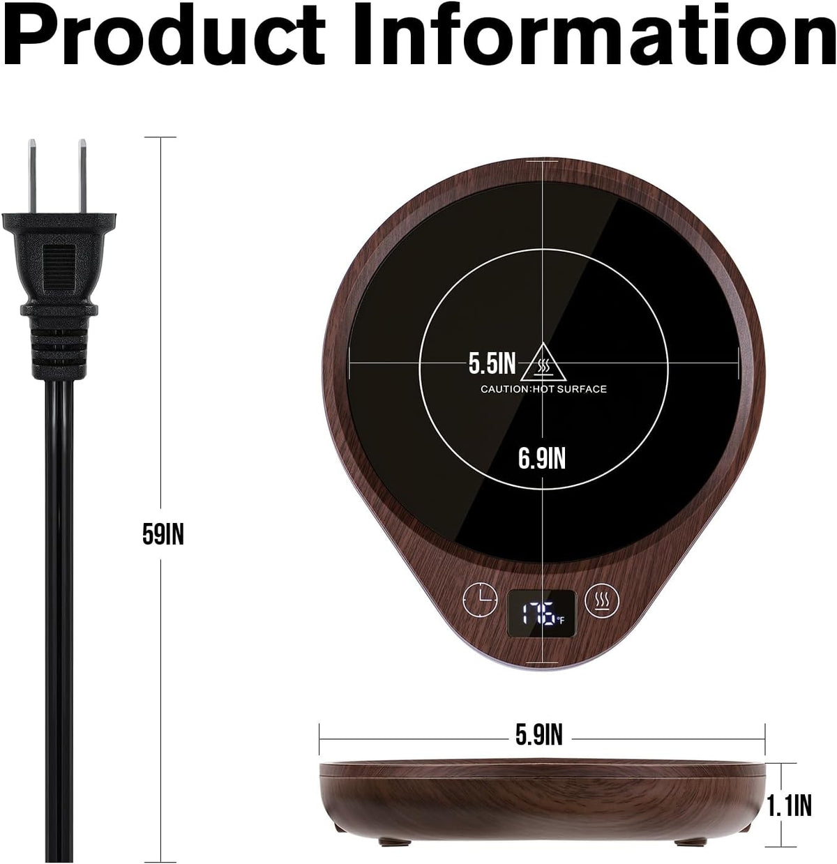Mokverwarmer Set met Temperatuurregelingen Koffiewarmer Theebeker Elektrische Warmhoudplaat voor Bureau Kantoor | Sulvida