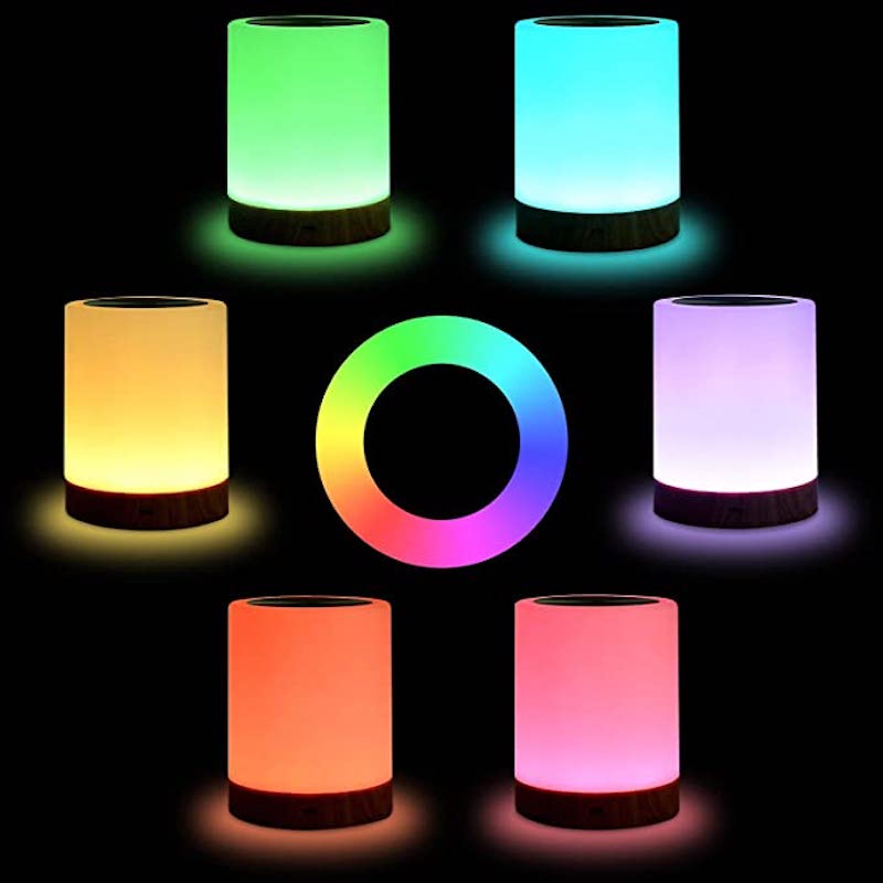 Oplaadbare LED-tafellamp met touchbediening dimbaar warm wit en RGB kleurenwisseling draadloos sfeerlicht | Sulvida