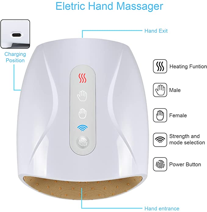 Elektrische Handmassageapparaat met Warmtefunctie en Trilmassage voor Artritis en Pijnverlichting Vingers | Sulvida