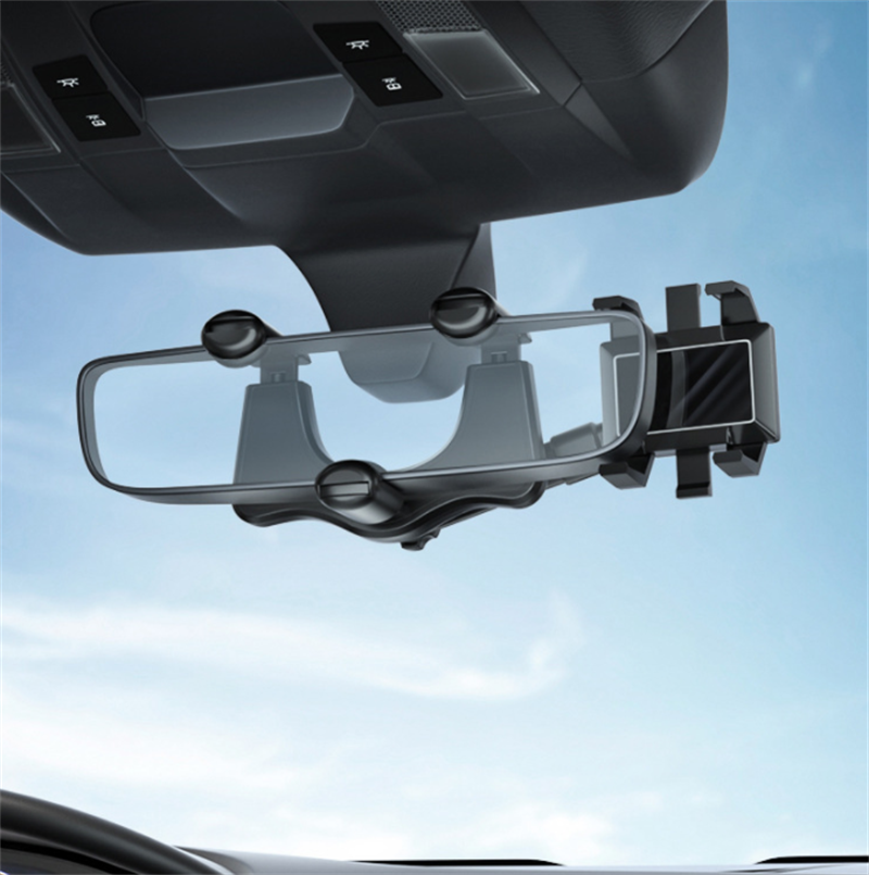 Universele telefoonhouder voor achteruitkijkspiegel auto 360 graden draaibaar zwart handsfree navigatie | Sulvida
